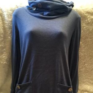 Levaca blue cowl neck tunic small